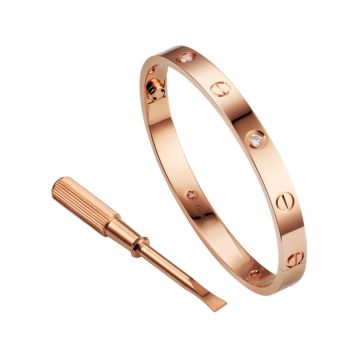 Wholesale Cartier Love Rose Gold-plated Crystals Screw Pattern Bangle Noble Singapore Review Girls 