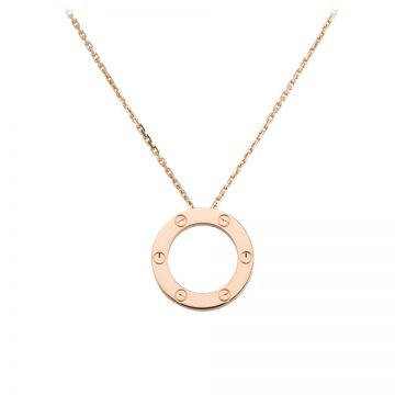 Cartier Love Screw Detail Rose Gold-plated Circle Charm Chain Necklace For Sale Women Philippine B7014400