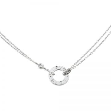 Clone Cartier Love 2 Diamonds Screw Pattern Round Pendant Double Chain Ladies Elegant Necklace Sterling Silver Jewelry B7219400
