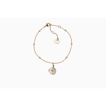 Dior Perles de Désir White Pearl Paved Bee Pendant Ladies Gold-Plated CD Bracelet Malaysia B0904PDSFW_D301