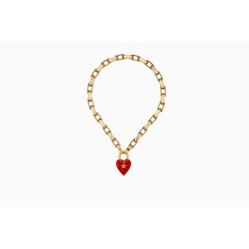 Celebrity Style Dior Dioramour Womens Red Drop-shaped Retro Brass Lucky Locket Fake Necklace N0991DMRLQ_D911