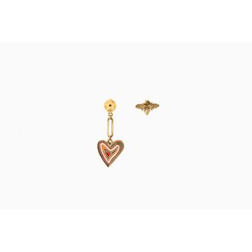 Most Fashion Womens Dior Dioramour Multicolor Heart Motif Pendant Star & Bee Asymmetric Brass Earrings E0936DMRLQ_D919