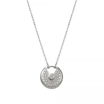 Low Price Amulette De Cartier White/Pink Gold-plated Imitation Round Pendant Necklace Decked Diamonds Women USA B3047600