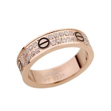 Cartier Love Rose Gold-plated Crystals Inlaid Black Enamel Screw Detail Ring For Lady Sale Dubai