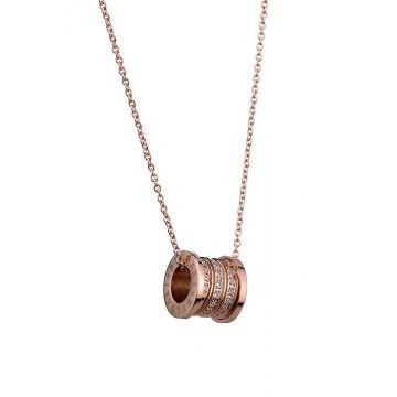 Bvlgari B.zero1 Spiral Pendant Studded Three-row Crystals Logo Rose Gold-plated Necklace On Sale Unisex   