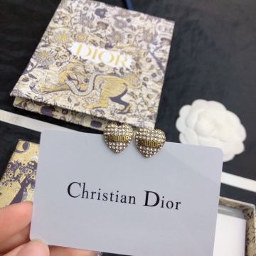 Replica Hot Selling Christian Dior Heart-shaped J’Adior Brass Paved Diamonds Earrings Female Jewellery Online