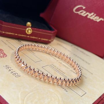 Fake Clash De Cartier Edge Studs Protruding Design Flexible Ribbed Mesh Medium Rose Gold Bracelet For Ladies N6718717