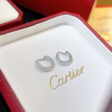 Replica Cartier Love 12 Diamonds Screw Pattern Embellished Hoop Women'S Earrings 18K Gold Plated Design Jewelry B8301424