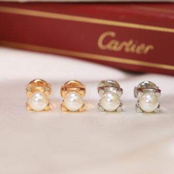 Replica C De Cartier Double C Inlaid Akoya Pearl Earrings Women'S Elegant Jewelry White/Rose Gold B8041800/B8041700