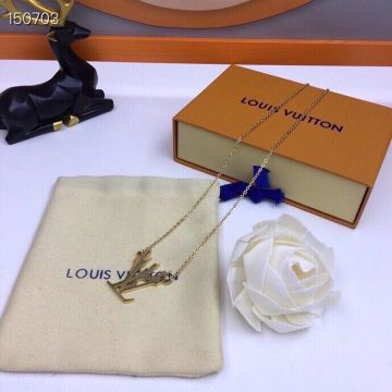 Fake Louis Vuitton Idylle Blossom 18k Gold/Platinum LV Letters Flame Design Pendant Women'S Long Necklace