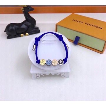 Replica Simple Louis Vuitton Colors Bead Unisex LV Initials Monogram Bouquets Enamel Steel Charm Bracelet Blue/Orange M68264