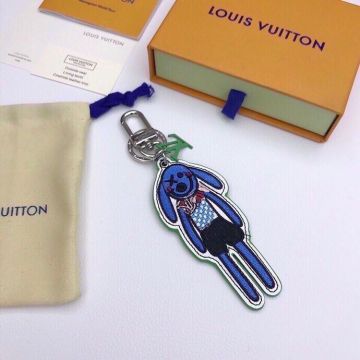 Replica Louis Vuitton Friends Leather Embroidered Blue Doll Rabbit LV Letters Pendant Bag Charm/Keychain MP2917