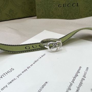 Replica Gucci Sterling Silver Jewelry Interlocking G Heart Embellishment Design Ring For Women Simple Style