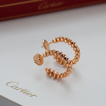 Imitation Clash De Cartier Metal Studded Square Stud Design Women'S Small Model Earrings 18K Rose Gold B8301415