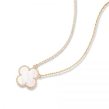 VCA Vintage Alhambra Fake Women Yellow Gold-plated Chain Necklace Pearl Decked Clover Pendant Sale Australia VCARA45900