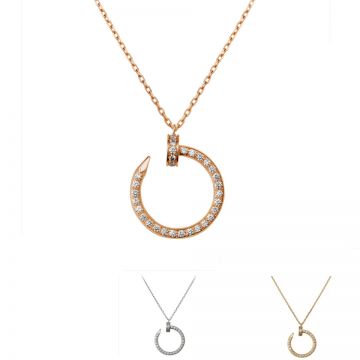 Clone Cartier Juste Un Clou Unisex Inlaid Diamonds Nail Shape Pendant Rose/Yellow Gold Plated Necklace Best Quality Product B7224511/B3047000