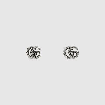 Unisex Low Price Gucci Double GG Logo Design Ag925 Authentic Torchon Pierce Earrings ‎627755 J8400 0701 In UK
