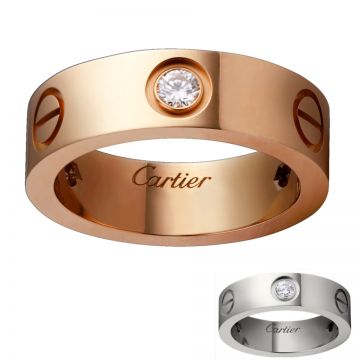 Cartier Love Pink/Yellow Gold-plated Three Crystals Wide Band Screw Motif Unisex Valentine Gift Sale B4087500/B4032500