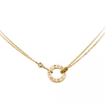 Cartier Love Circle Pendant Crystals Gold-plated Screw Motif Double Chain Necklace  Women/Men Singapore Price B7219500 