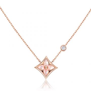 Women's Jewellery Louis Vuitton Color Blossom  Rose Gold MOP & Cornelian BB Star Pendant Single Diamond Necklace Q93612/Q93711Replica