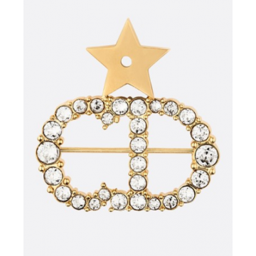 Women's Luxury Dior Sous Les Etoiles CD Shaped Star Charming Females Brass Diamonds Brooch Replica V0317SLECY_D301