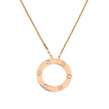 High Quality Cartier 3 Diamonds Rose Gold Circle Pendant Women Fake Necklace B7014700