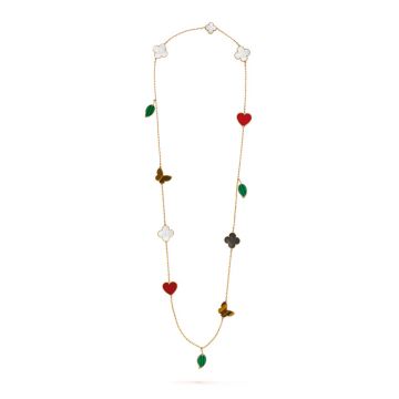 Replica Van Cleef & Arpels Lucky Alhambra Hearts/Butterflies/Leaves/Stars Colorful Pendants 12 Motifs Long Necklace Luxury Jewellery VCARD80100