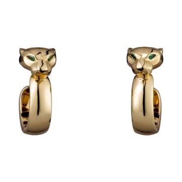  Cartier Female Panthère de Cartier Emeralds Eyes Classic Earrings Silver/Yellow Gold/Rose Gold B8301205