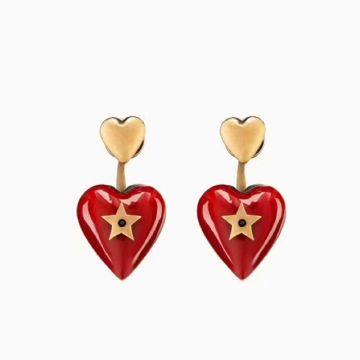 Hot Selling Dior Dioramour Red Heart Pendant Ladies Brass Drop Earrings 2018 Price E0934DMRLQ_D911