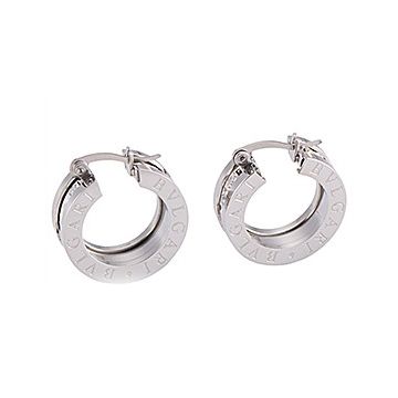 Bvlgari B.zero1 Silver Hoop Earrings With Logo Paved Crystals Women Gifts Sale 2018 Italy OR855540 345581