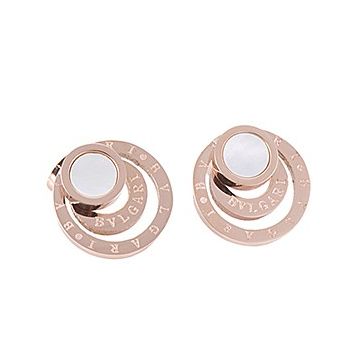 Bvlgari Bvlgari Double Circle Logo Replica Earrings White Pearl Rose Gold Sale Miranda Kerr Style 