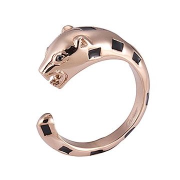 Replica Panthere De Cartier Rose Gold-plated Ring Leopard Studded Black Enamel Personalized Gift Lady Dubai