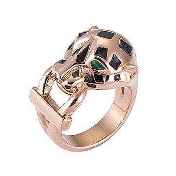 Panthere De Cartier Rose Gold-plated Ring Enamel Leopard With Lock Decoration Party Queen Australia Sale B4221400