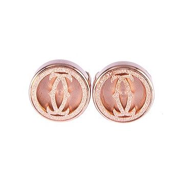 Cartier Double C Logo Decor Rose Gold-plated Crystals Cufflinks Online Store Singapore Celebrity Style