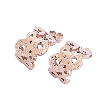 Women Bvlgari Bvlgari 2018 New Arrival Rose Gold-Plated Hollow Hoop Earrings Symbol On Sale