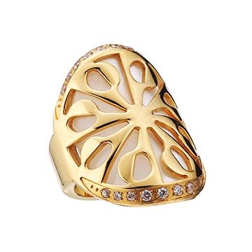 Bvlgari Intarsio Flower Pattern Hollow Gold-plated Studded Pearl Ring Party Queen Dupe Price Malaysia Women 