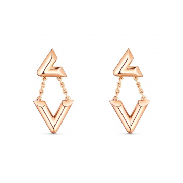 2021 Spring Top Sale Louis Vuitton LV Volt Rose Gold Upside Down V-shaped Pendant Female Earrings Q96972 Online