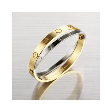 Cartier Love Yellow/White Gold-plated Phony Double Bangle Screw Motif Modern For Unisex Sale UK