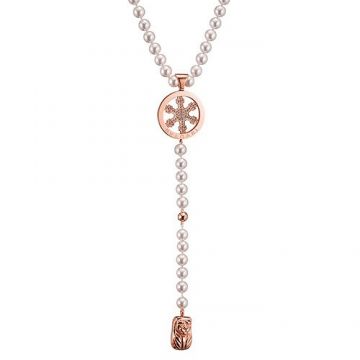 Bvlgari Long Necklace White Pearl Rose Gold-plated Snowflake Pendant Gorgeous Style For Lady America Price