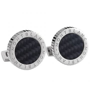 Montblanc Business Style Silver Logo Cufflinks Black Pattern 2018 New Arrival Men For Sale  