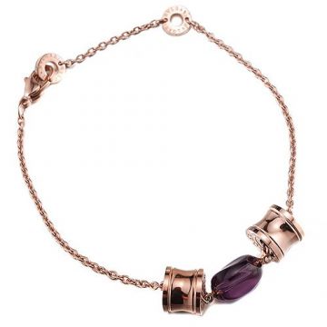 Bvlgari B.zero1 Spiral pendant Purple Crystal Chain Bracelet Rose Gold-plated UK Price For Office Lady