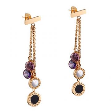 Bvlgari Bvlgari Drop Earrings Gold-plated Tassel Pendants Crystals & Enamel Fashion Design For Sale Girls US