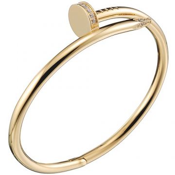 Cartier Juste Un Clou Gold-plated Screw Sculpt Bangle Engraved Crystals Couple Style Price Malaysia B6048617 