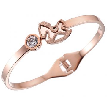 Hermes Replica Horse Motif Diamond Rose Gold Plated Bangle Latest Design Women Wedding Gift Sale