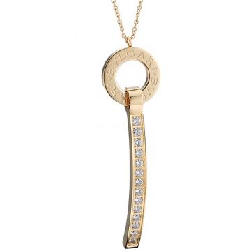 Noble Bvlgari Bvlgari Circle & Bar Crystals Pendant Necklace Gold-plated Chain Unisex US Shop Online 