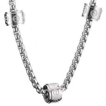 Cartier Love Replica Silver Screw Detail Engraved Pendants Necklace Couple Style Singapore Price List
