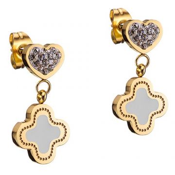 Van Cleef & Arpels Magic Alhambra Gold-plated Clover Pendant Drop Earrings Decorated Crystals Heart America Price List 
