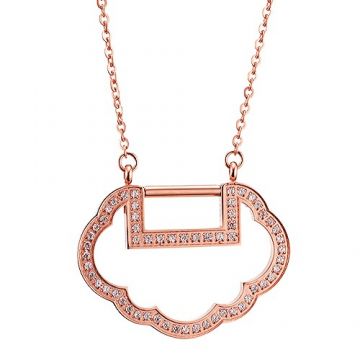 Cartier Cloud Pendant Necklace Rose Gold-plated Paved Fake Diamonds Birthday Gift Women Price Singapore