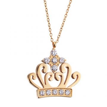 Cartier Vintage Crown Charm Encrusted Crystals Chain Necklace Yellow Gold-plated On Sale London Celebrity