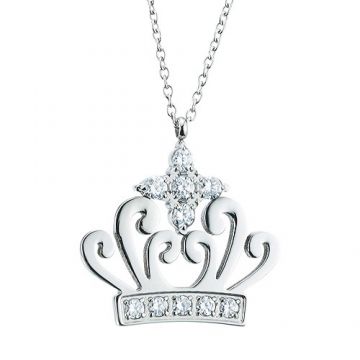 Cartier Silver Ladies' Crown Pendant Modern Style Crystals Engraved Chain Necklace Price In Sydney 
